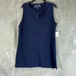 Karen Scott Women's Intrepid Blue Split-Neck Sleeveless Tunic Top SZ S